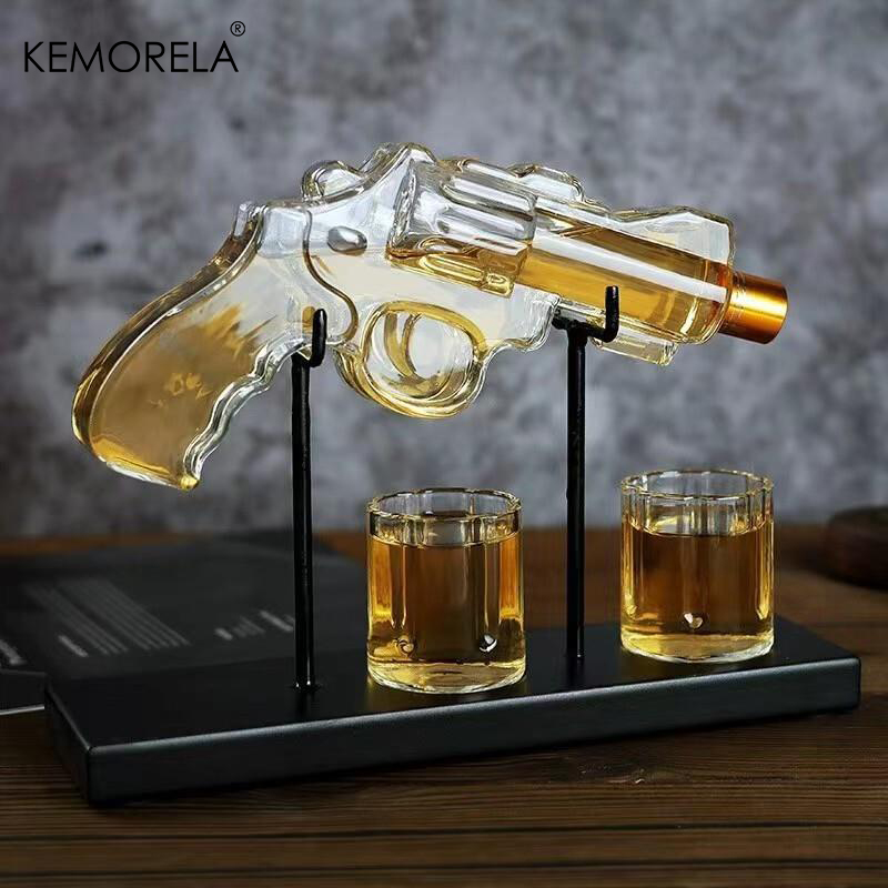 Glass Decanter Whiskey - KEMORELA 리볼버 유리 디캔터 위스키 유리