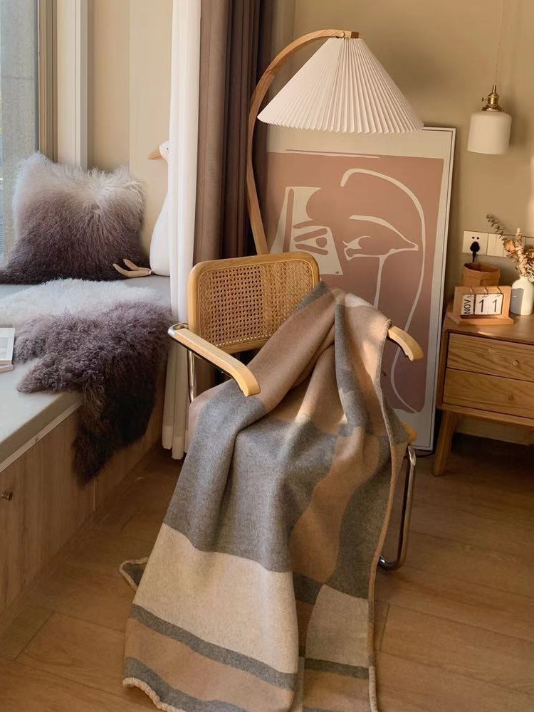 Cashmere Throw Blanket - 리노아트 럭셔리 크림 컬러 캐시미어 울