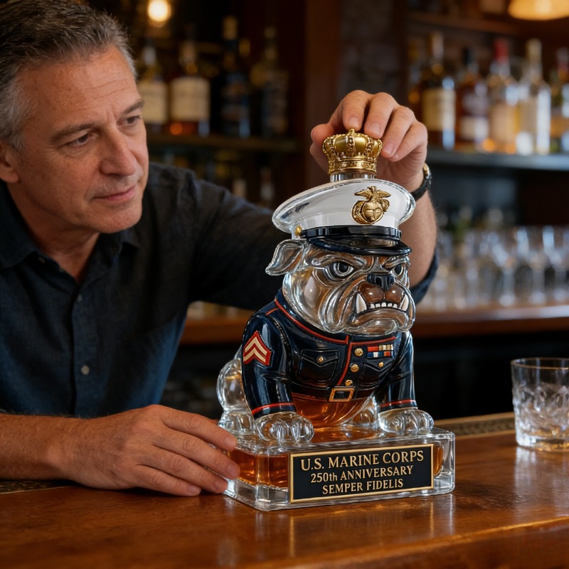 Glass Decanter Whiskey - 미국 해병대 불독 위스키 디캔터, 250주년