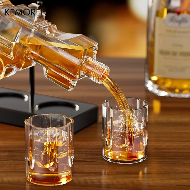 KEMORELA 리볼버 유리 디캔터 위스키 유리 세트, - Glass Decanter Whiskey 리뷰 및 가격