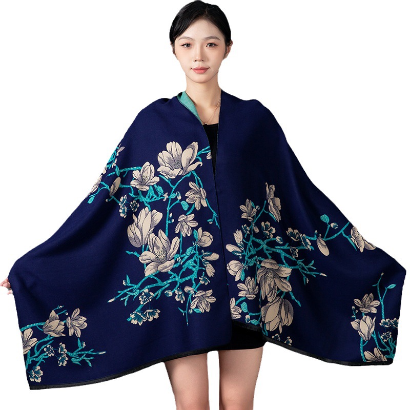 여성 겨울 숄 캐시미어 스카프 플로럴 프린트 숄 랩 파 - Cashmere Throw Blanket 리뷰 및 가격