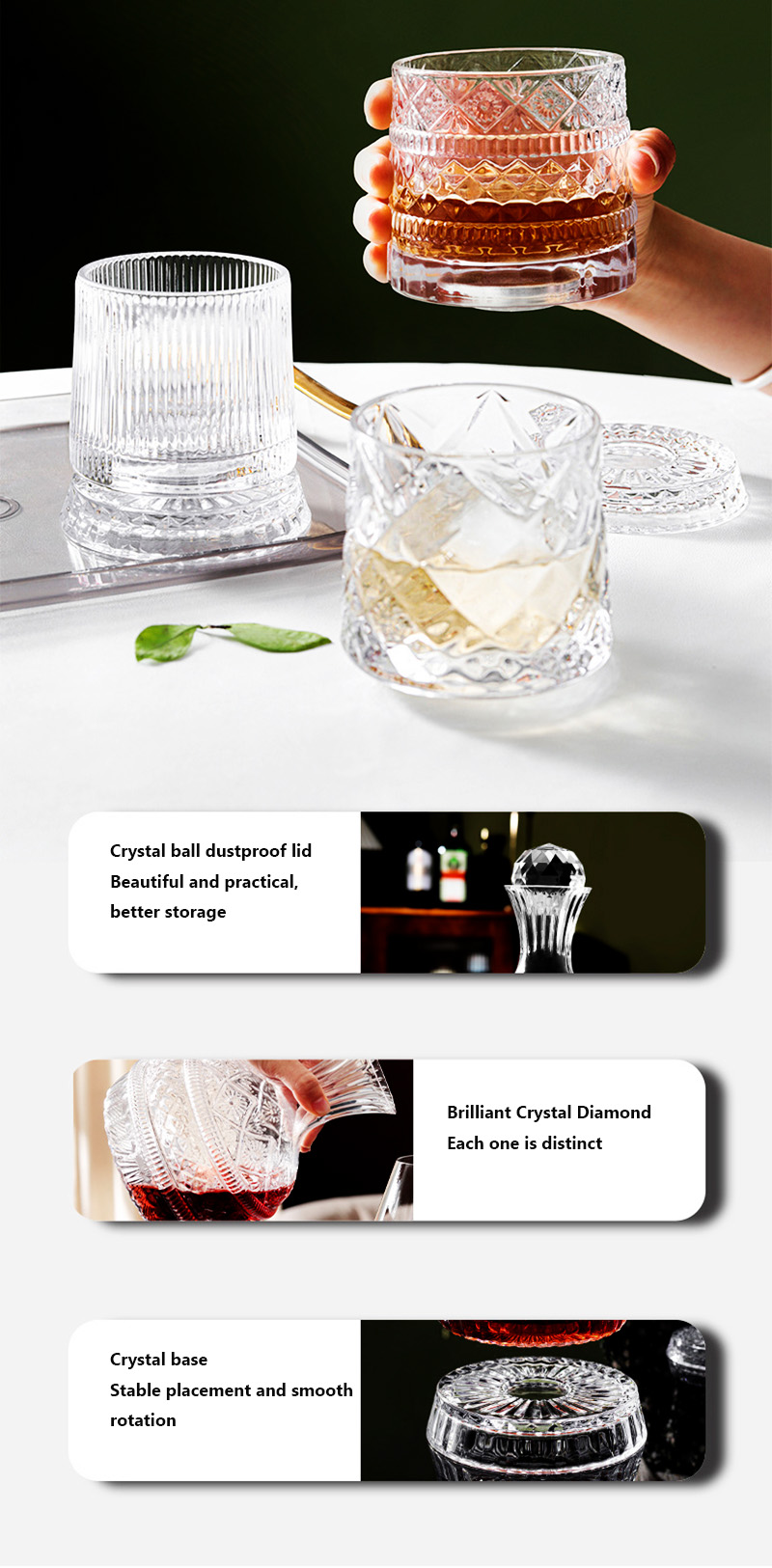 DEOUNY 유럽 스타 다이아몬드 회전 와인 디캔터,  - Glass Decanter Whiskey 리뷰 및 가격