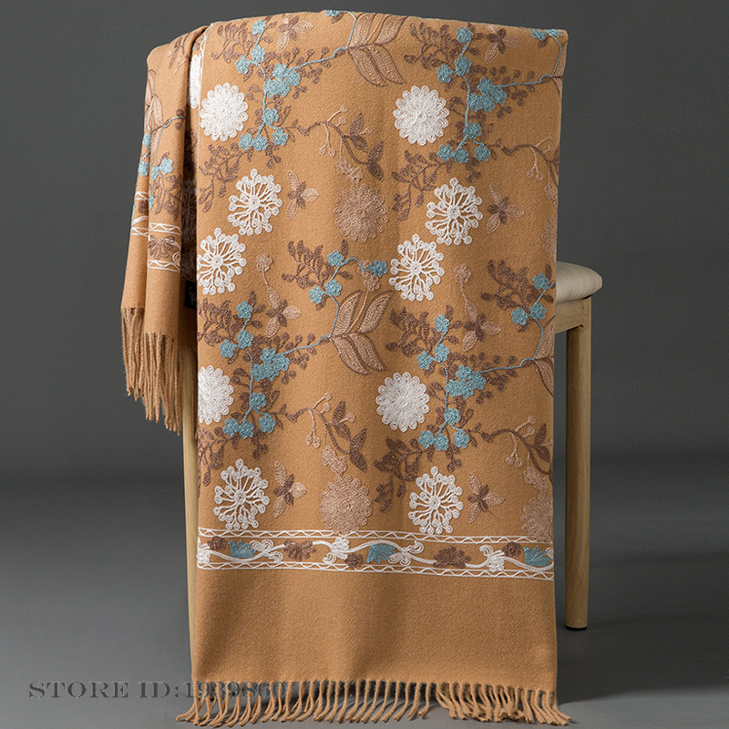여성용 캐시미어 파시미나 스카프 랩 자수 꽃무늬 롱 숄 - Cashmere Throw Blanket 리뷰 및 가격