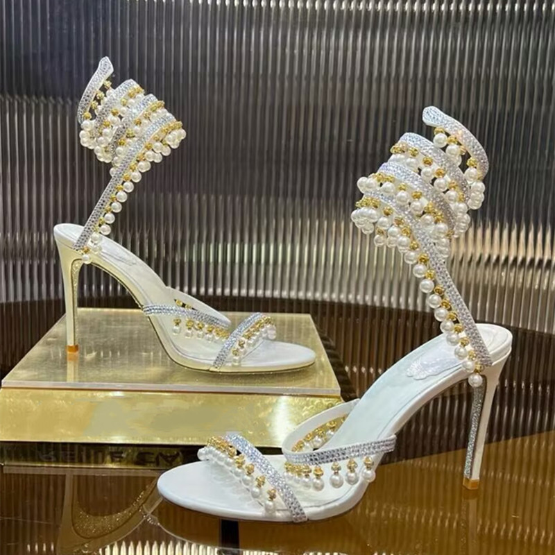 럭셔리 라인스톤 진주 태슬 여성 글래디에이터 샌들 섹시 - Luxury Lifestyle 리뷰 및 가격