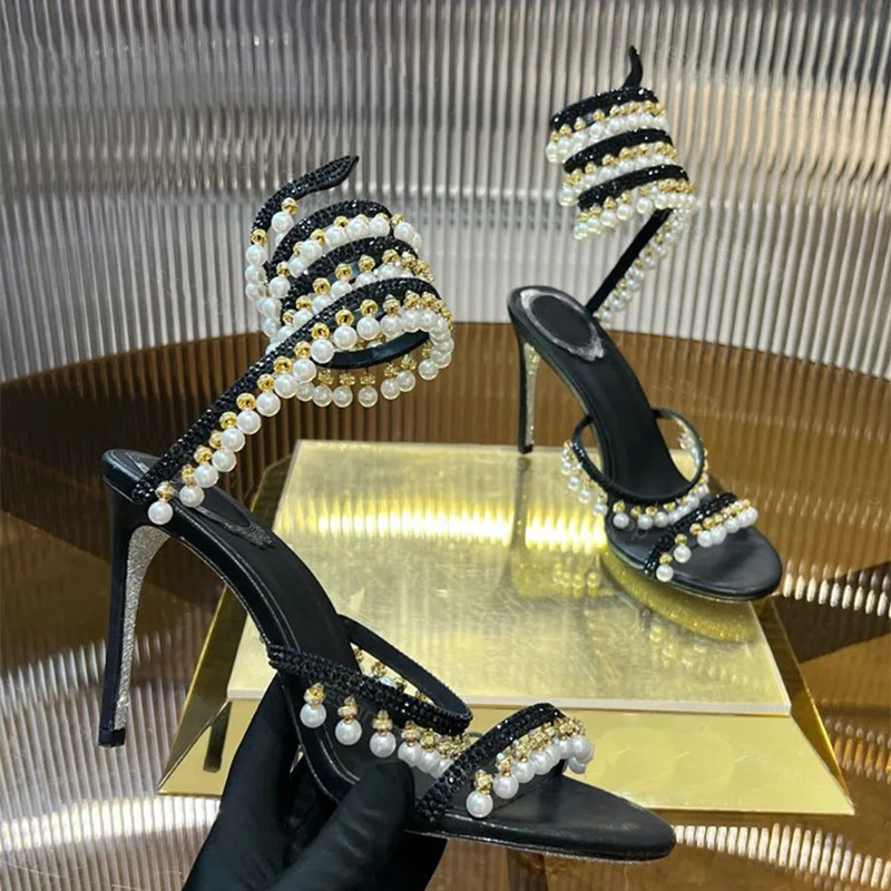 럭셔리 라인스톤 진주 태슬 여성 글래디에이터 샌들 섹시 - Luxury Lifestyle 리뷰 및 가격